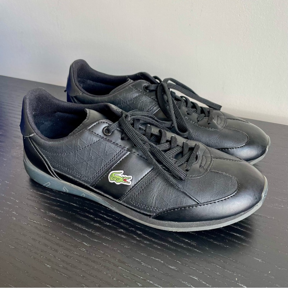 Lacoste Men’s Angular Black Leather Trainers